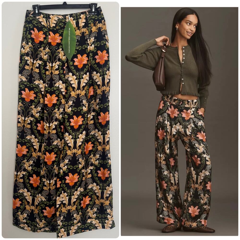 Farm Rio x Anthropologie Floral Trouser Pants